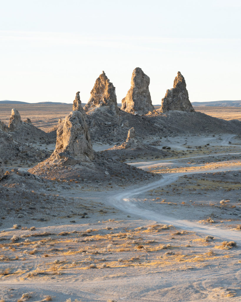 Winding dirt roads of Trona Pinnacles in California. Best Free Camping in California