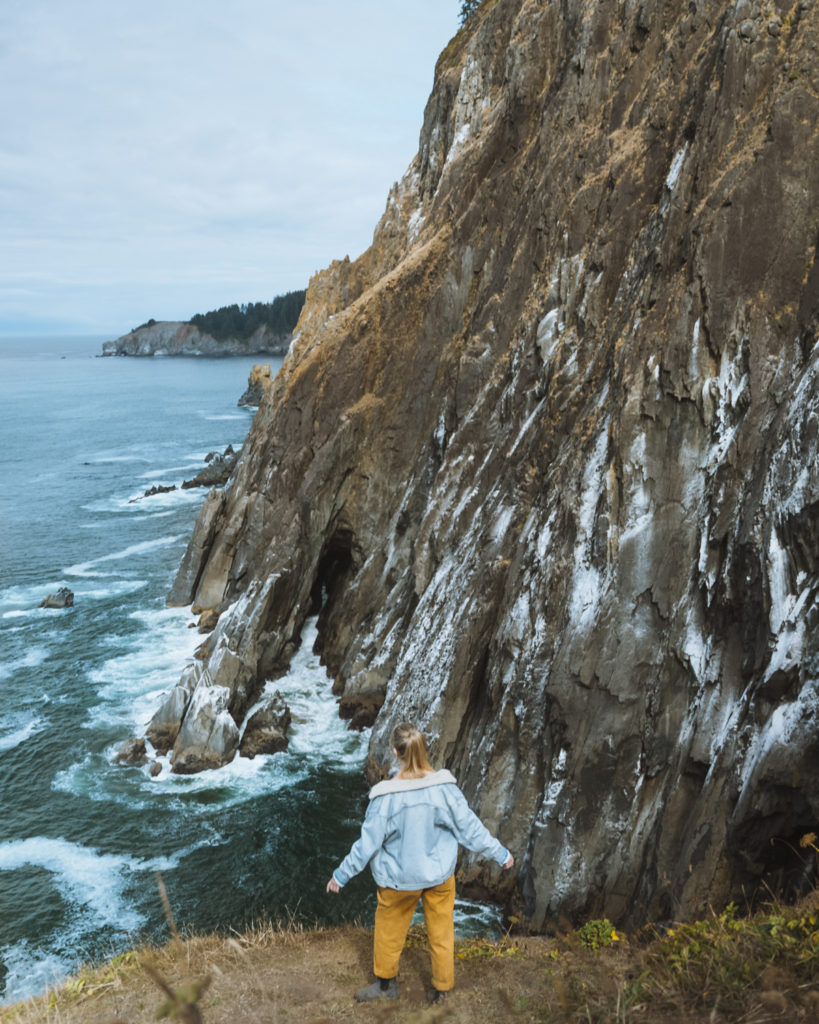 Oregon coast state park with sheer cliffs and ocean views