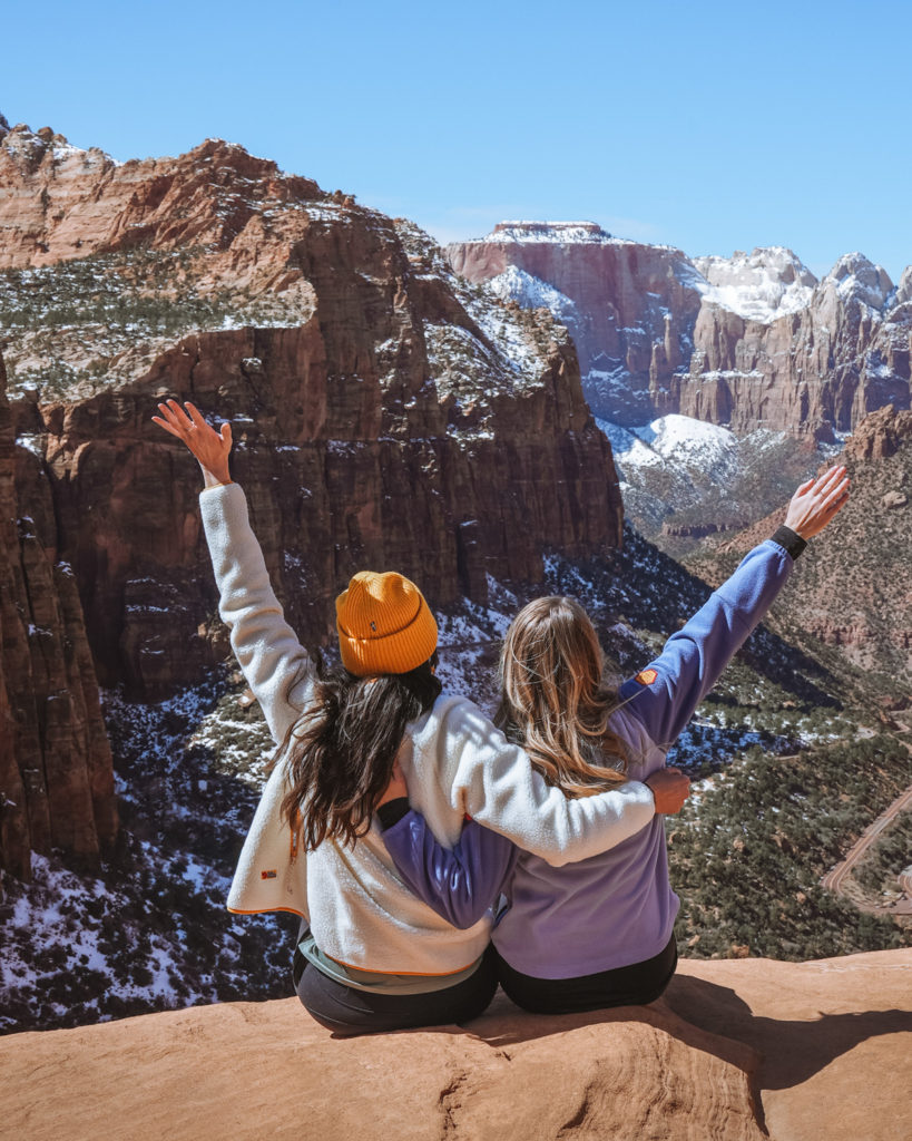 Zion National Park is one of the best Road Trips from Las Vegas. Expansive view of canyon from canyon overlook trail.