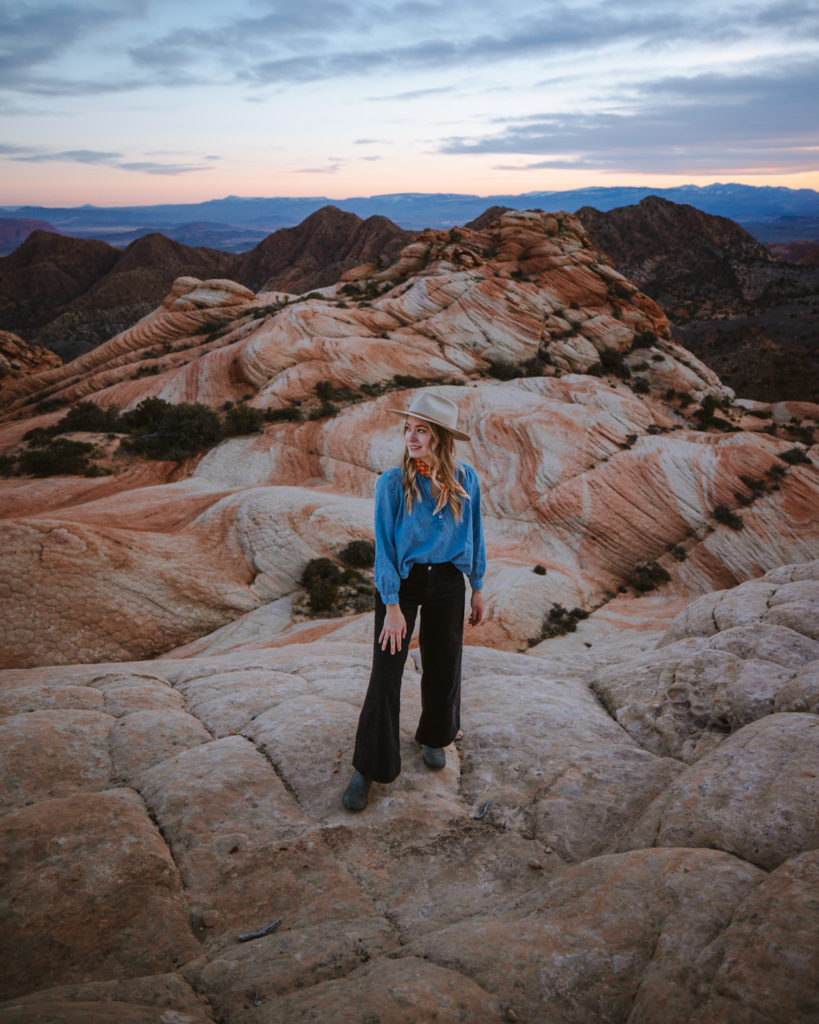 Yant flat Candy Cliffs Trail leads to a beautiful vista and is the perfect spot to watch sunset.