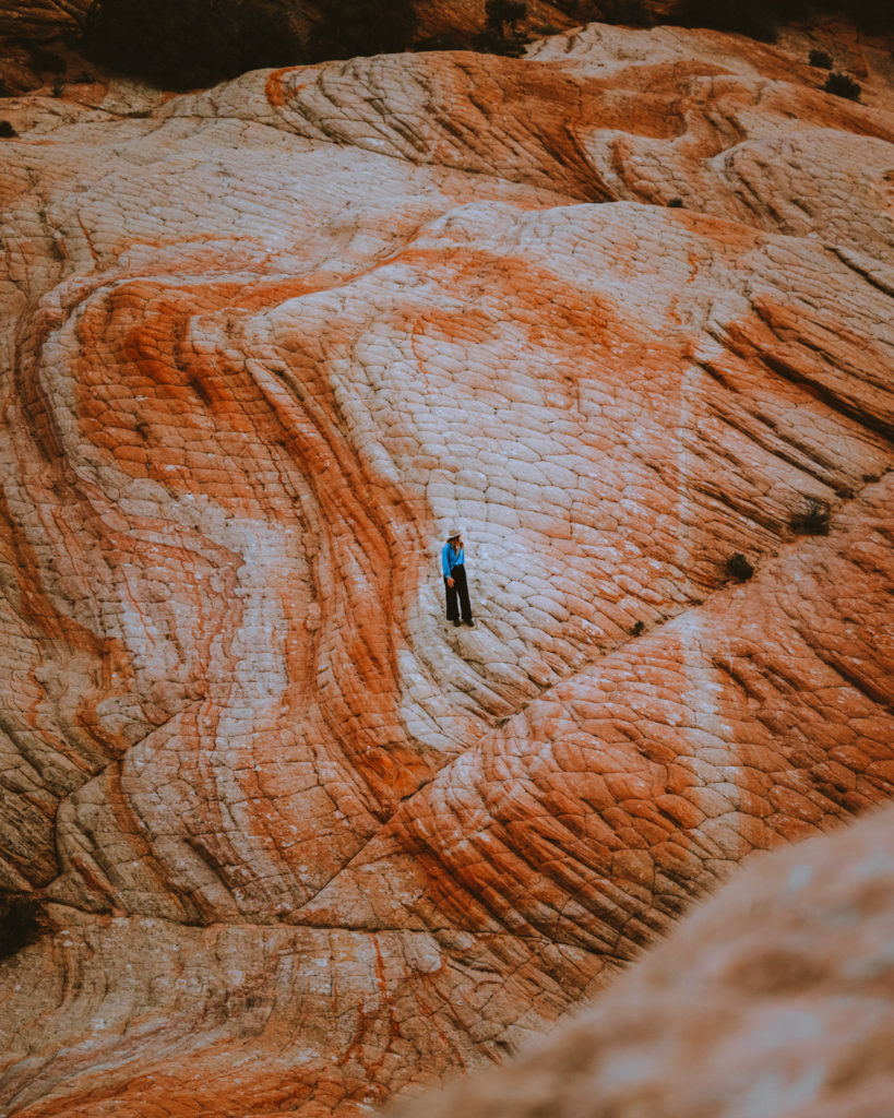 Yant flats, swirls of orange and white sandstone one of the best locations for Road trips from las vegas. 