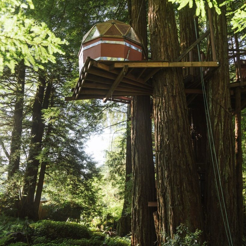 This Redwood Treehouse Airbnb in California is an epic glamping stay. Spend the night 22 feet above the forest floor in old growth redwoods!