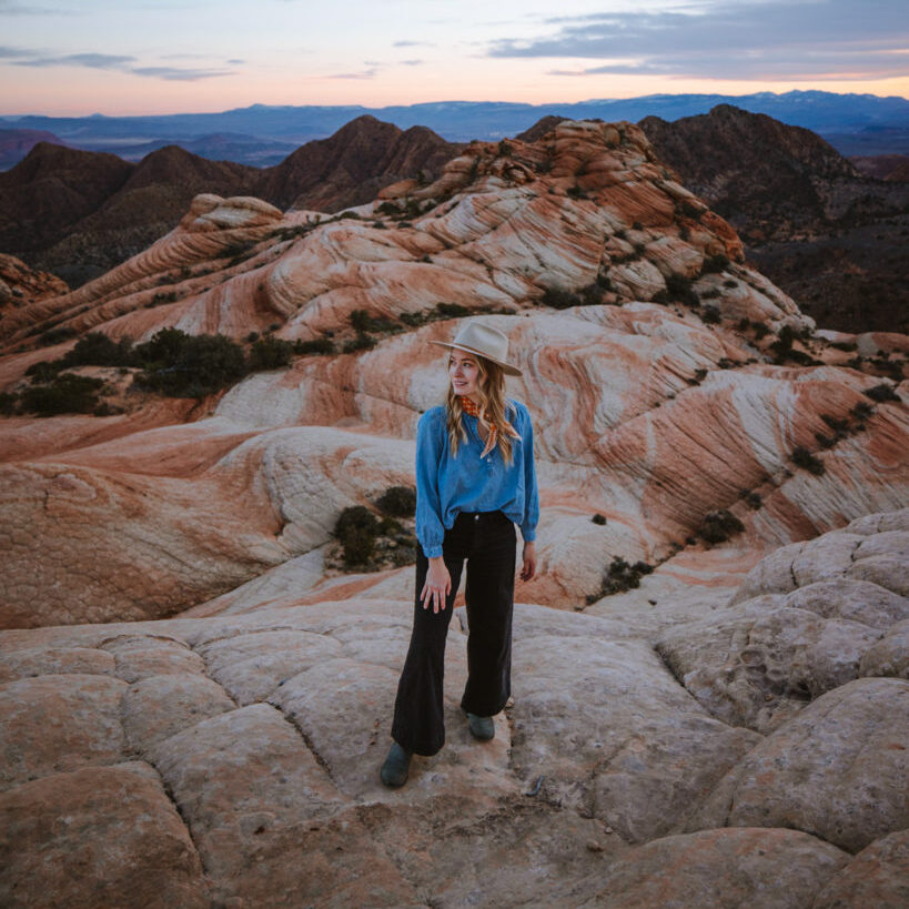 Yant flat Candy Cliffs Trail leads to a beautiful vista and is the perfect spot to watch sunset.